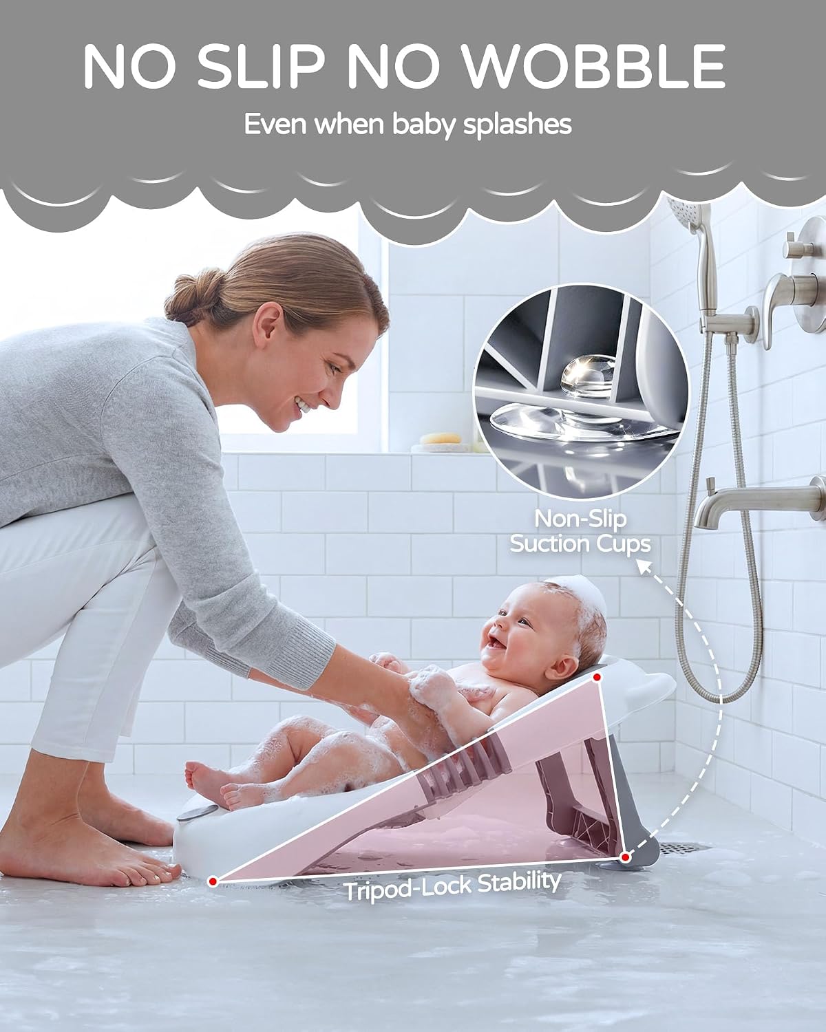 ISELECTOR Soporte de baño plegable para bebé, asiento portátil para...