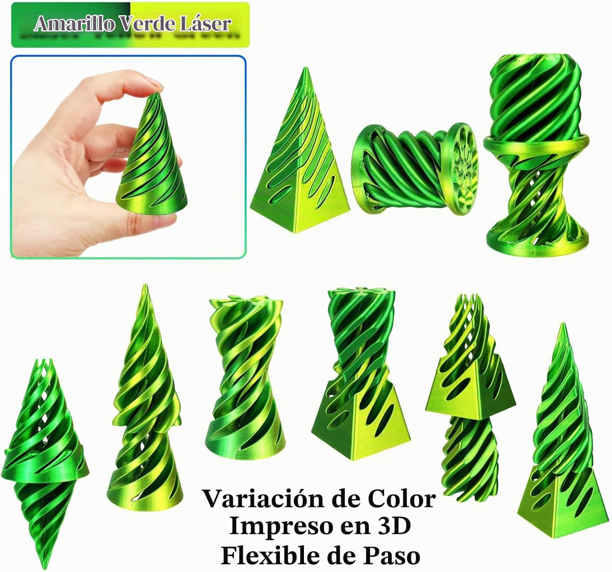 3 piezas 3D impreso pirámide imposible passthrough escultura, cono...