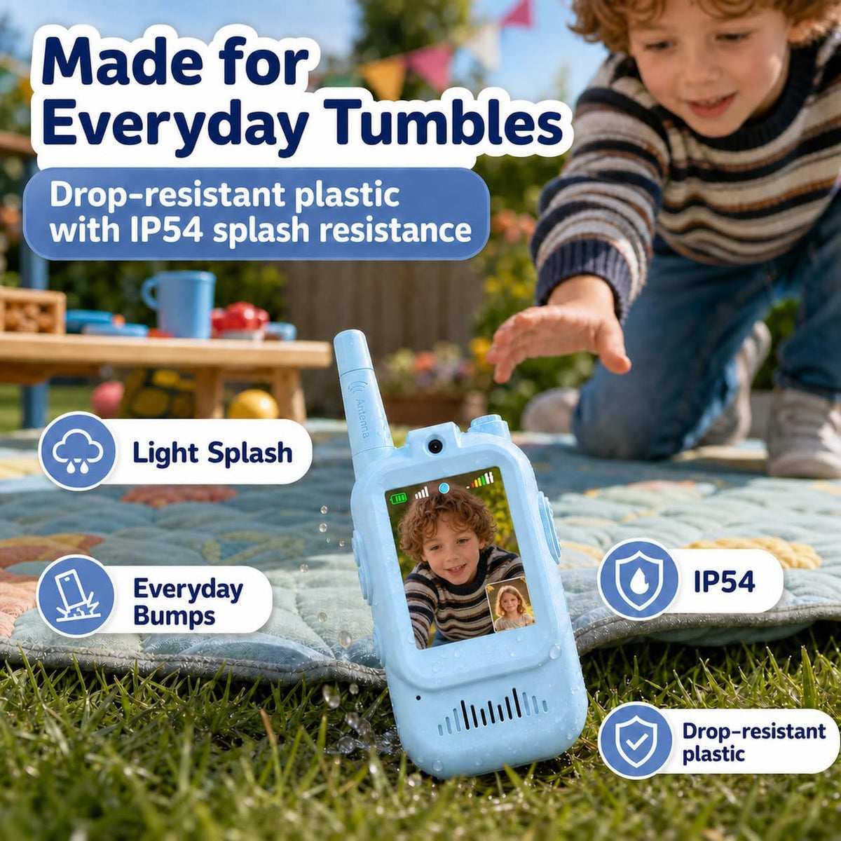 Walkie Talkies de video para niños, paquete de 2 recargables con pa...