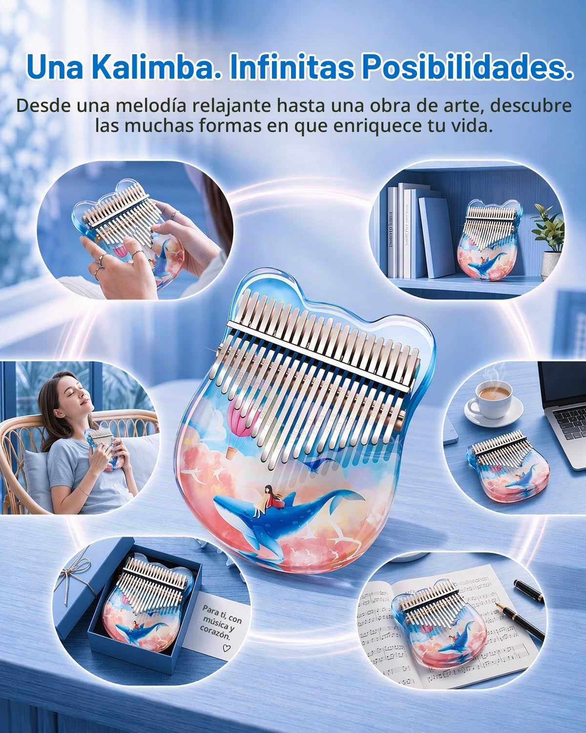 Stormee Kalimba - Piano de pulgar con 21 teclas, instrumento musica...