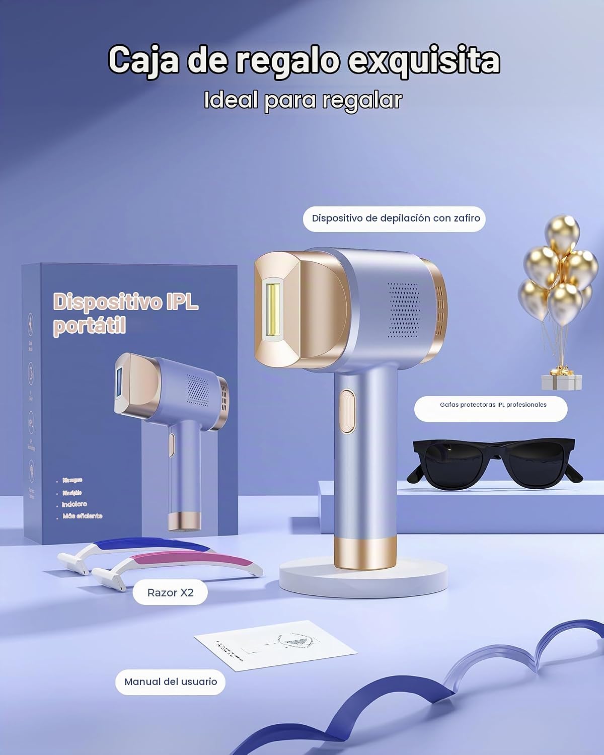 Depilación láser IPL para mujeres y hombres, zafiro, enfriamiento d...