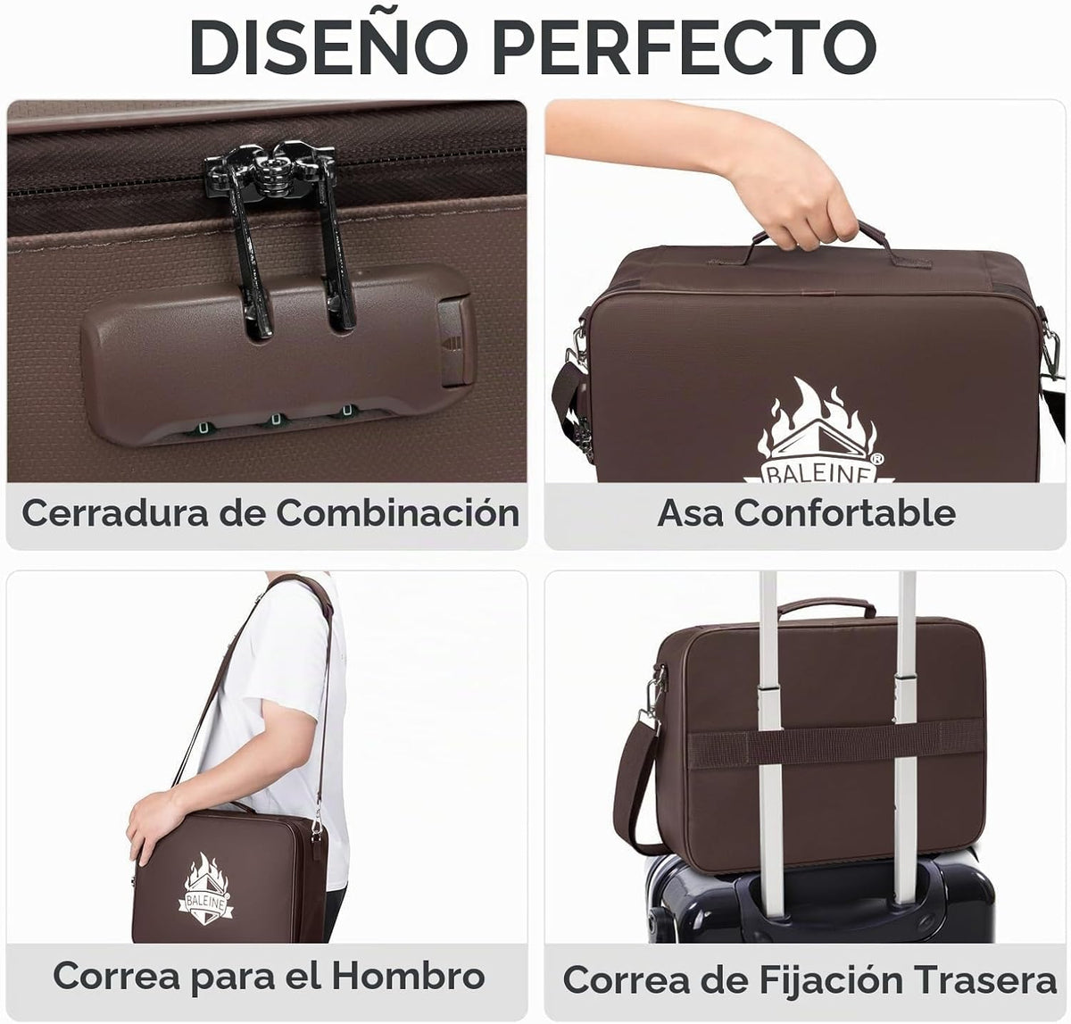 BALEINE Caja de documentos ignífuga con cerradura, bolsa de documen...