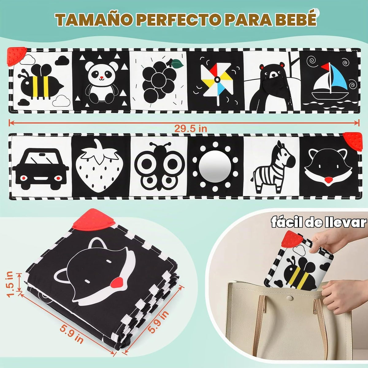 BBWOO Juguetes de alto contraste para bebés recién nacidos, juguete...