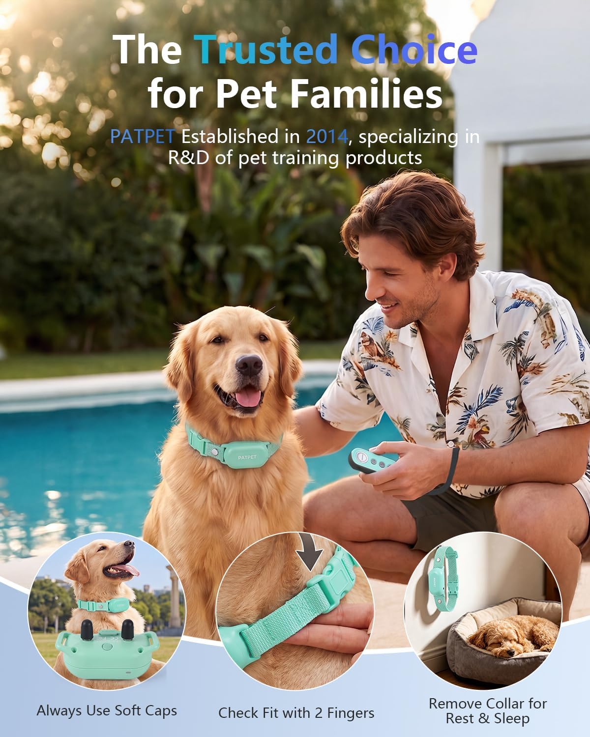 PATPET Collar de choque para perros (10 a 120 libras), collar de en...