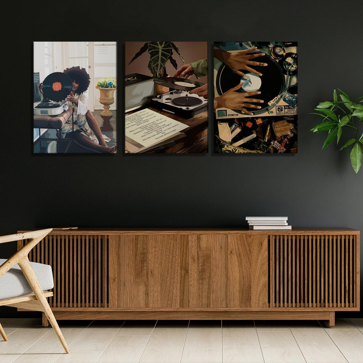 YFvrPt Arte de pared de niña negra, impresiones modernas de pintura...