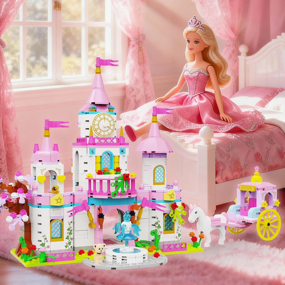 SDVWSF Juego de Bloques de Construcción de Castillo de Princesa par...