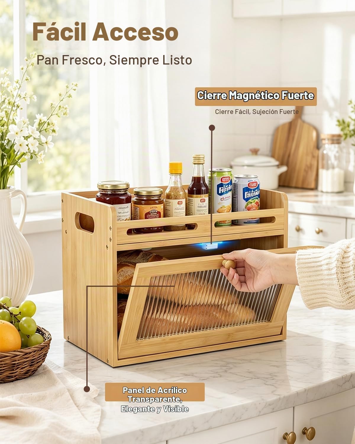 Coiesol Panera para encimera de cocina, contenedor de almacenamient...