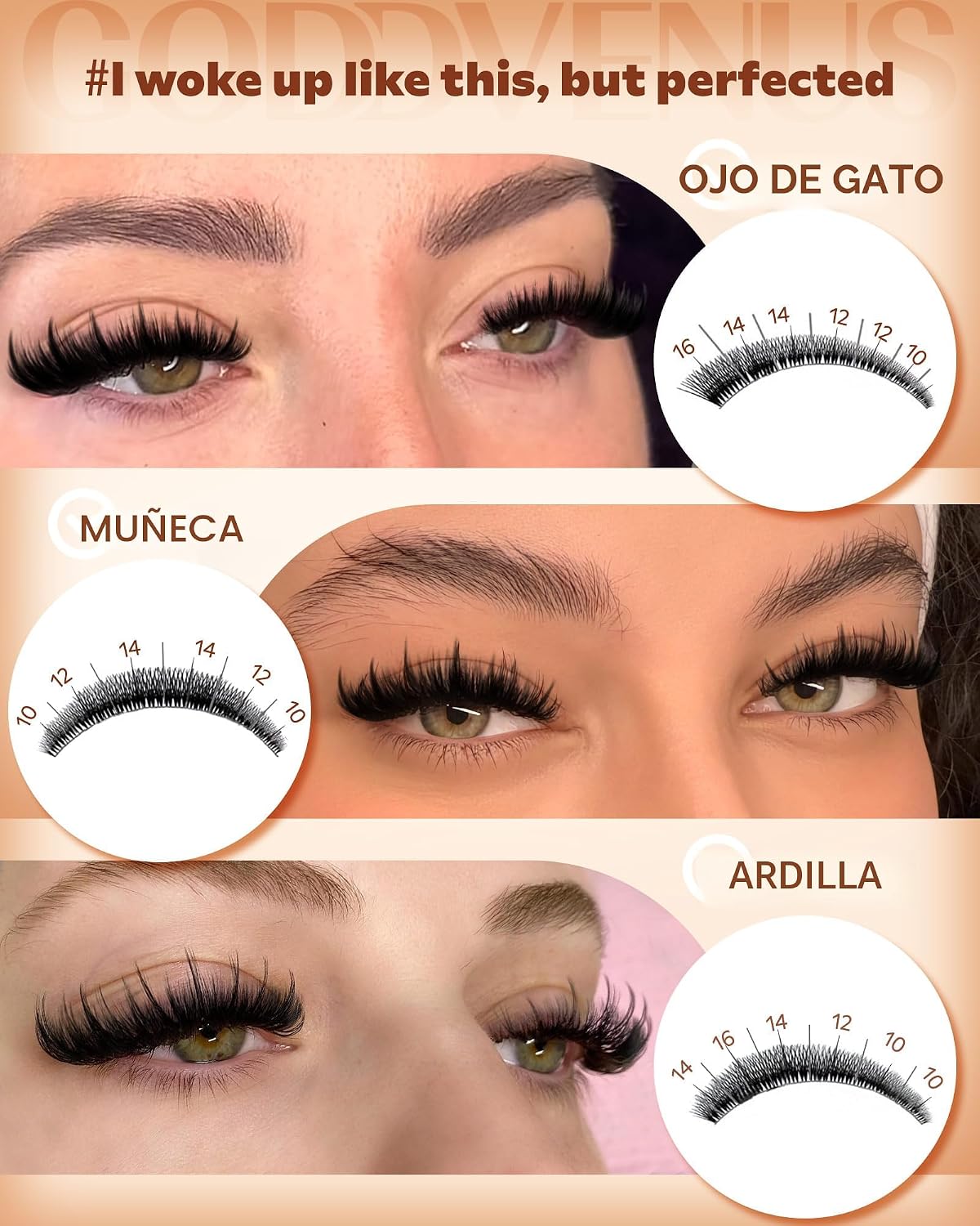 Goddvenus Racimos de Pestañas Manga con Puntas Racimos Wispy de Ext...