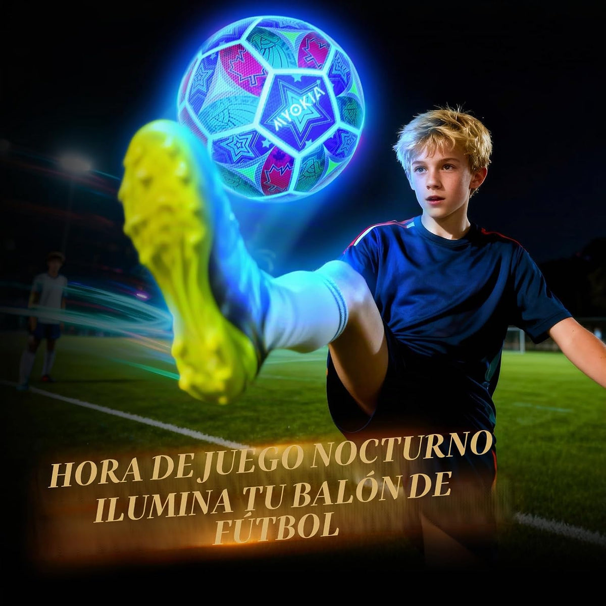 MYOKIA - Balón de fútbol recargable con luz, tamaño 5, tricolor que...
