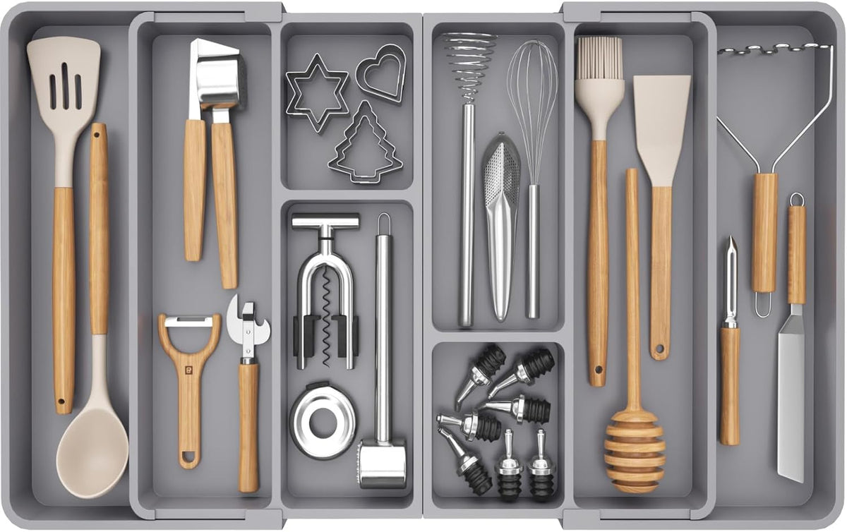 Lifewit Organizador de utensilios expandible para cajón de cocina,...