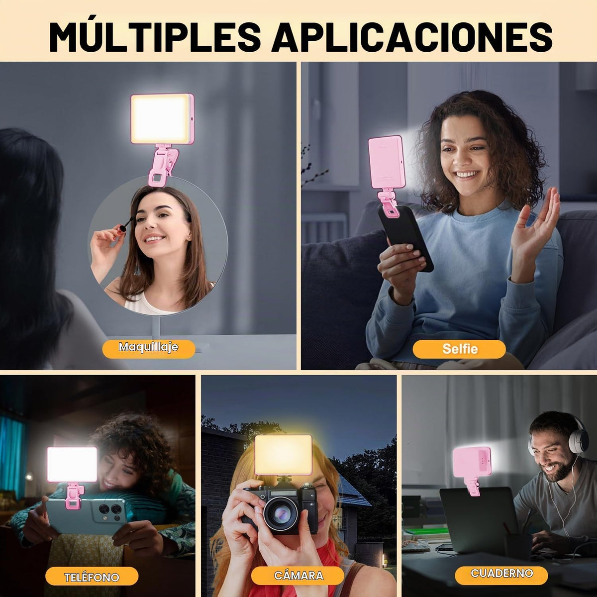 Luz de selfie de 120 LED para iPhone, luz de teléfono portátil con...