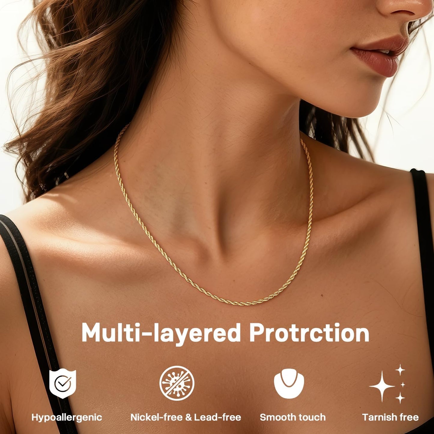 Girluky Collar de cadena de plata de ley 925 para mujer, cadenas de...