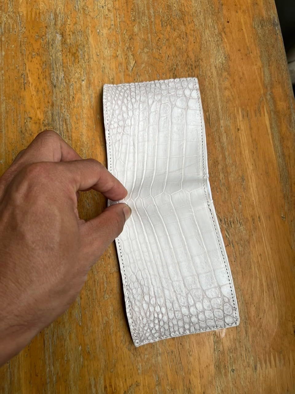 VIETDAVN Billeteras plegables de cocodrilo genuinas para hombres, b...
