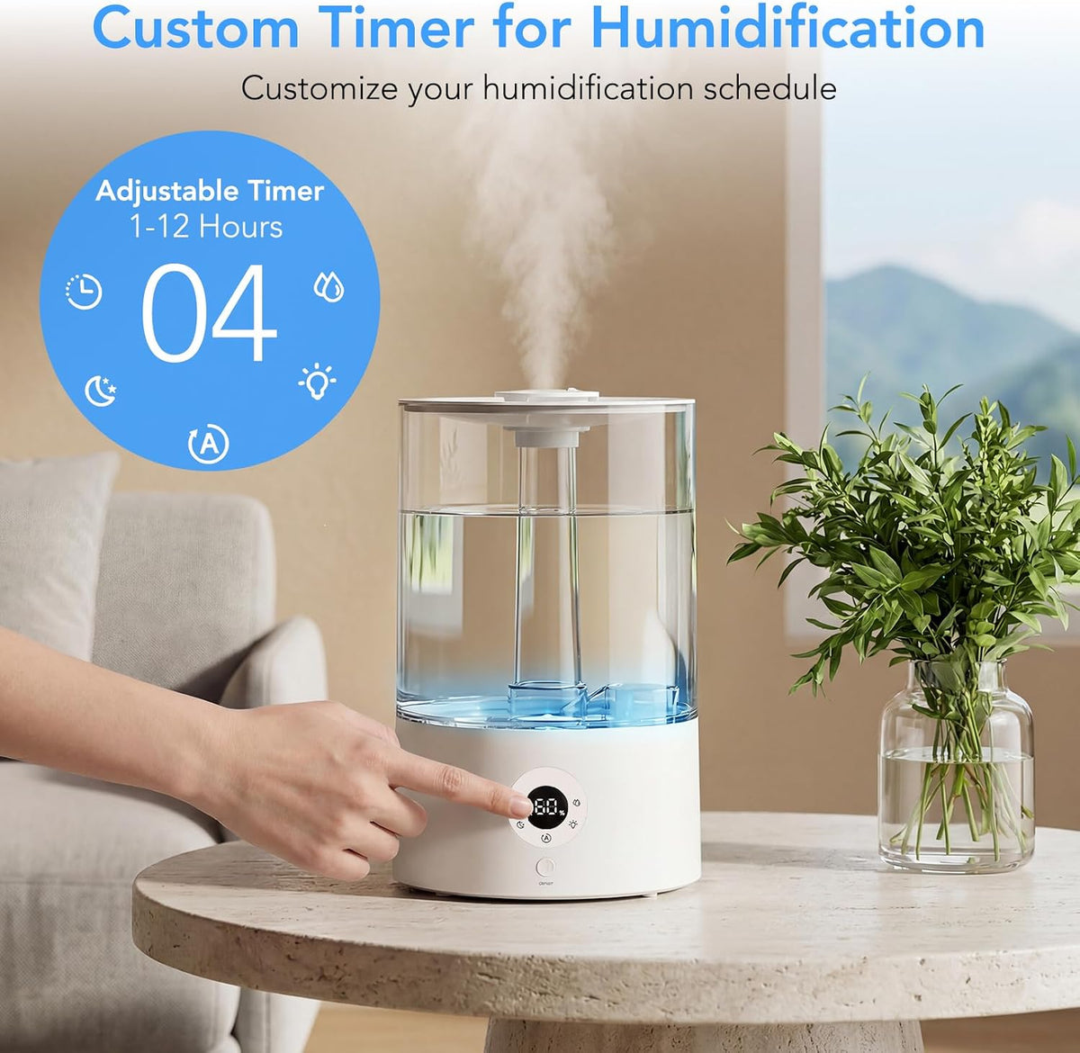 Electactic Humidificador de llenado superior de 4L para dormitorio,...
