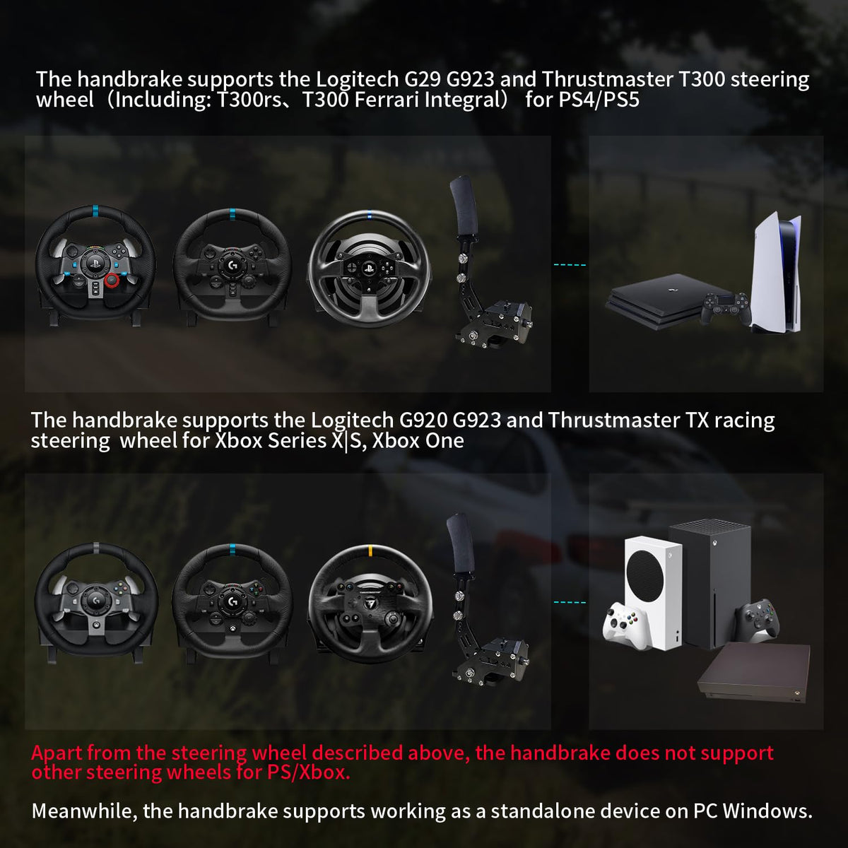 HCXLELD Freno de mano Sim Racing, volante de carreras G29 G923 T300...