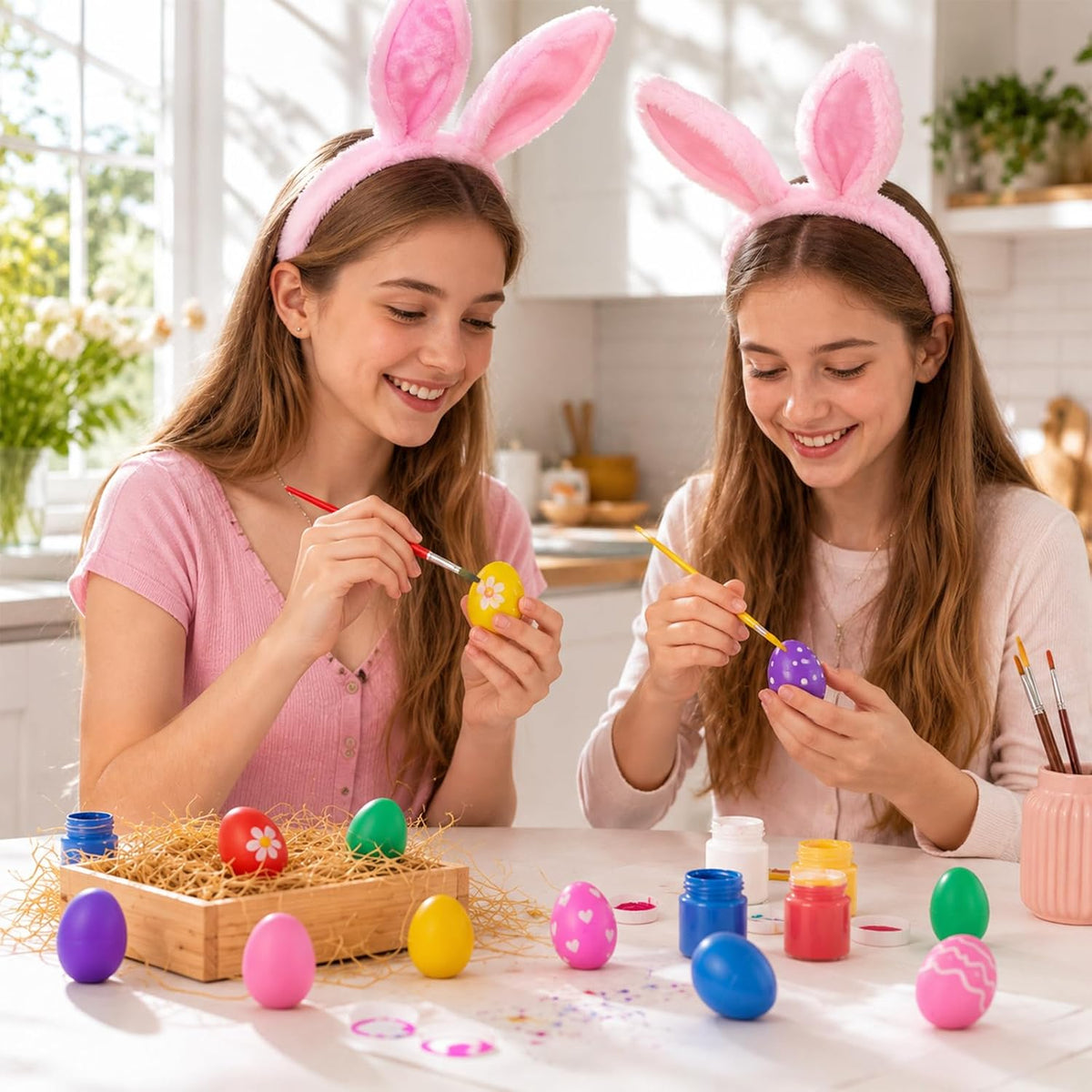 Foraineam 60 piezas de plástico para huevos - coloridos huevos de P...