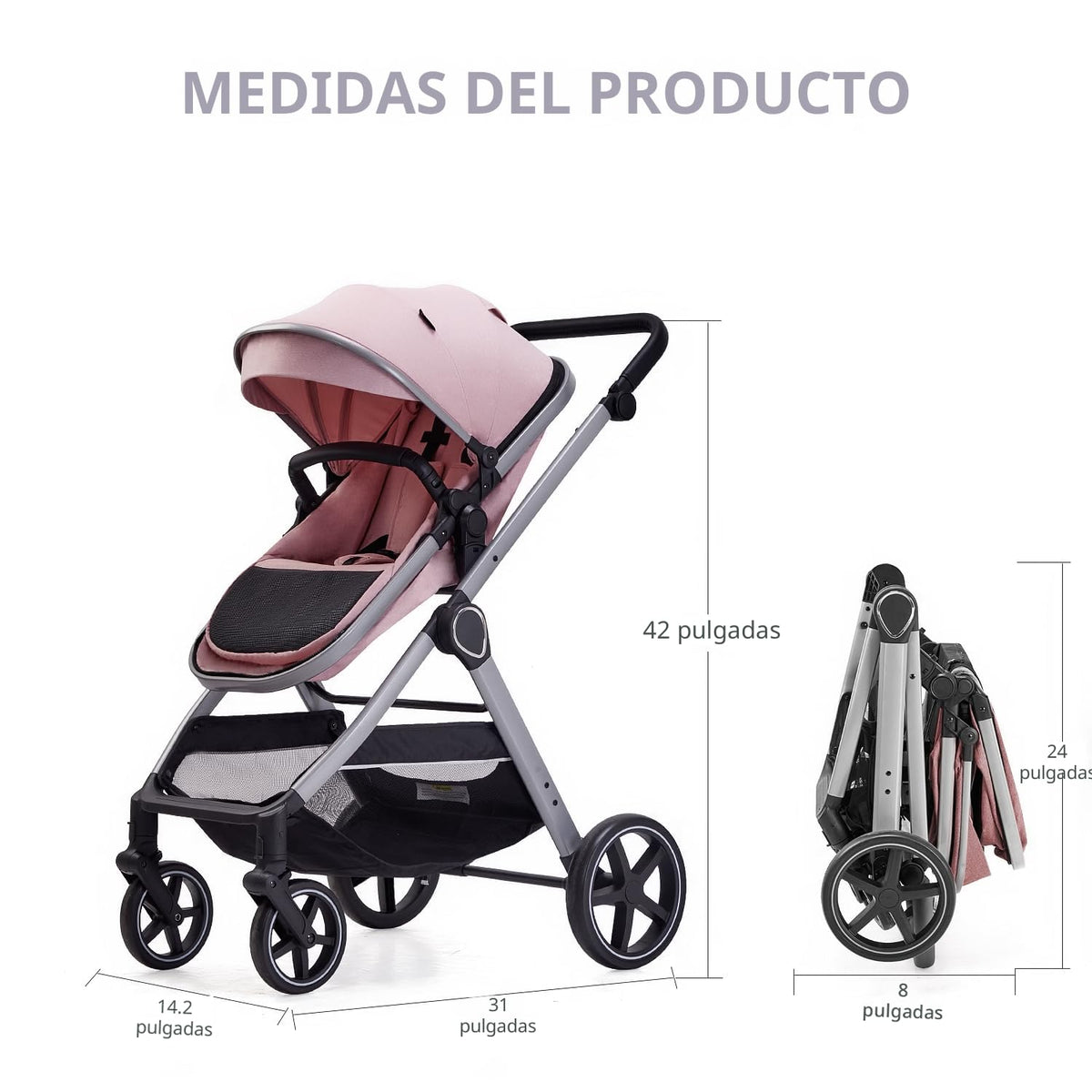 Lortsybab Cochecito de bebé 2 en 1, cochecito convertible para bebé...