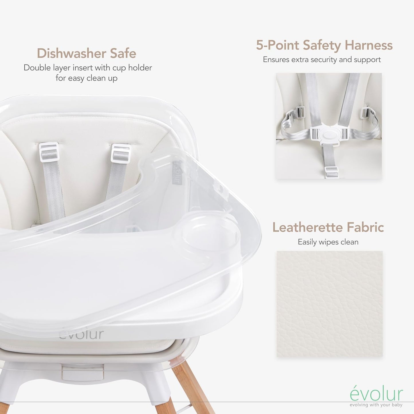 Evolur Silla alta de 360° Bloom, giratoria y convertible, con altur...
