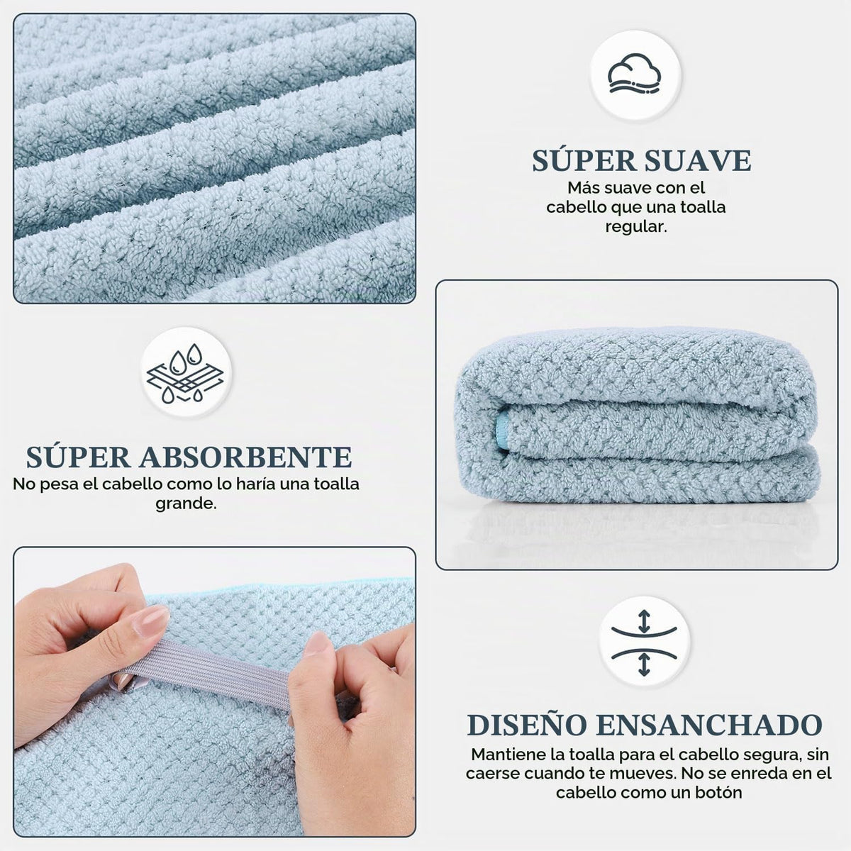 BEoffer Paquete de 2 toallas de microfibra para el cabello - 41 x 2...