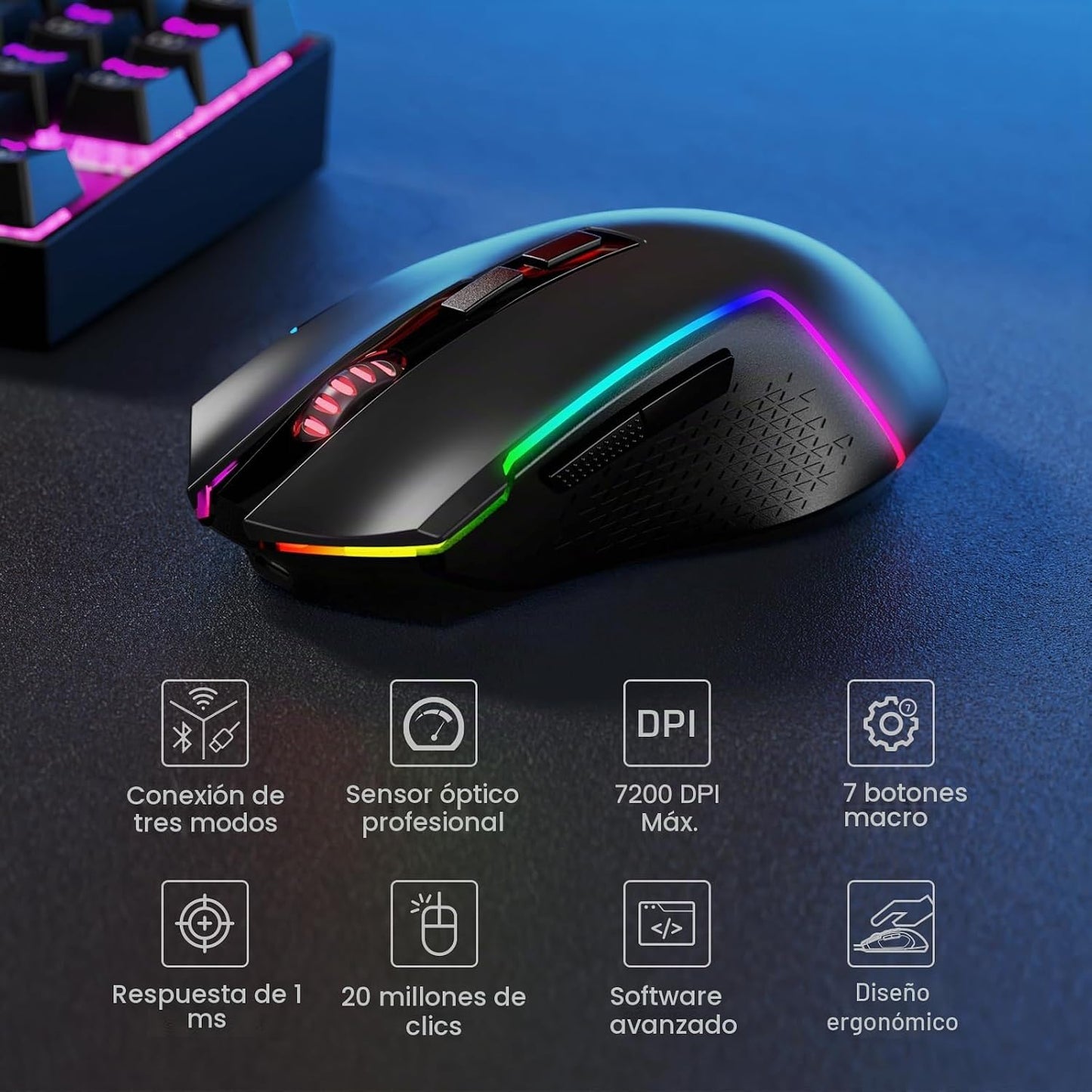 Redragon S136 Combo de teclado y mouse para videojuegos, teclado me...