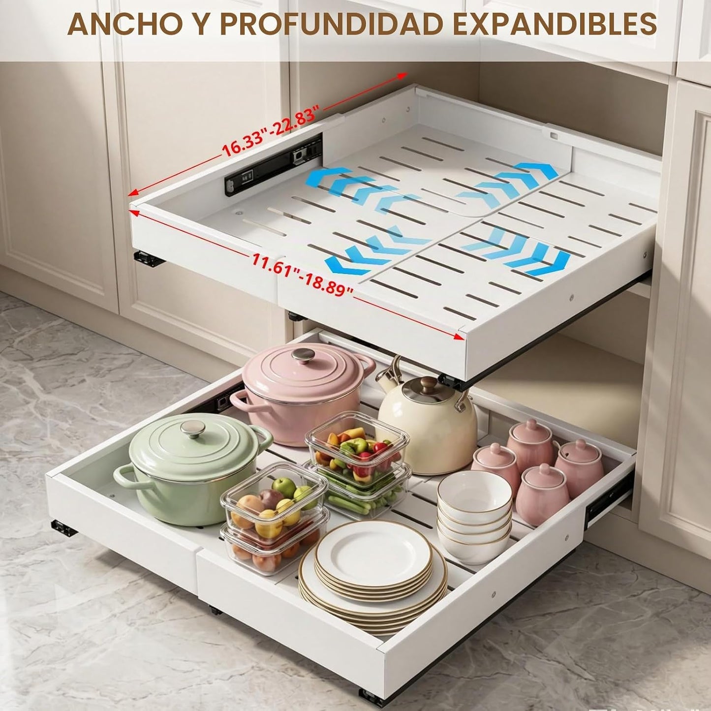 DOMNIU Paquete de 2 organizadores extraíbles de gabinete de ancho (...