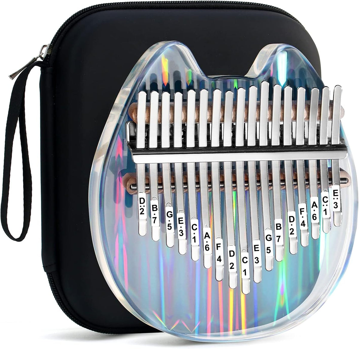 Beveetio Kalimba de Pulgar Transparente con Estuche Protector Eva,...