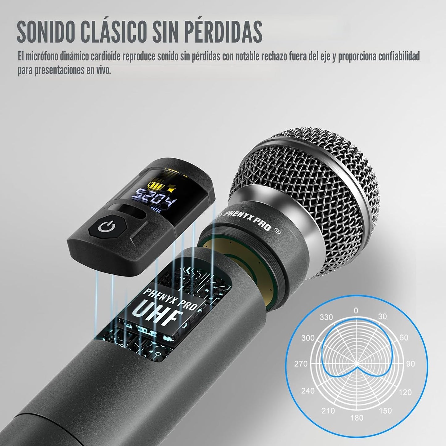 Phenyx Pro Sistema de micrófono inalámbrico, juego de micrófono ina...