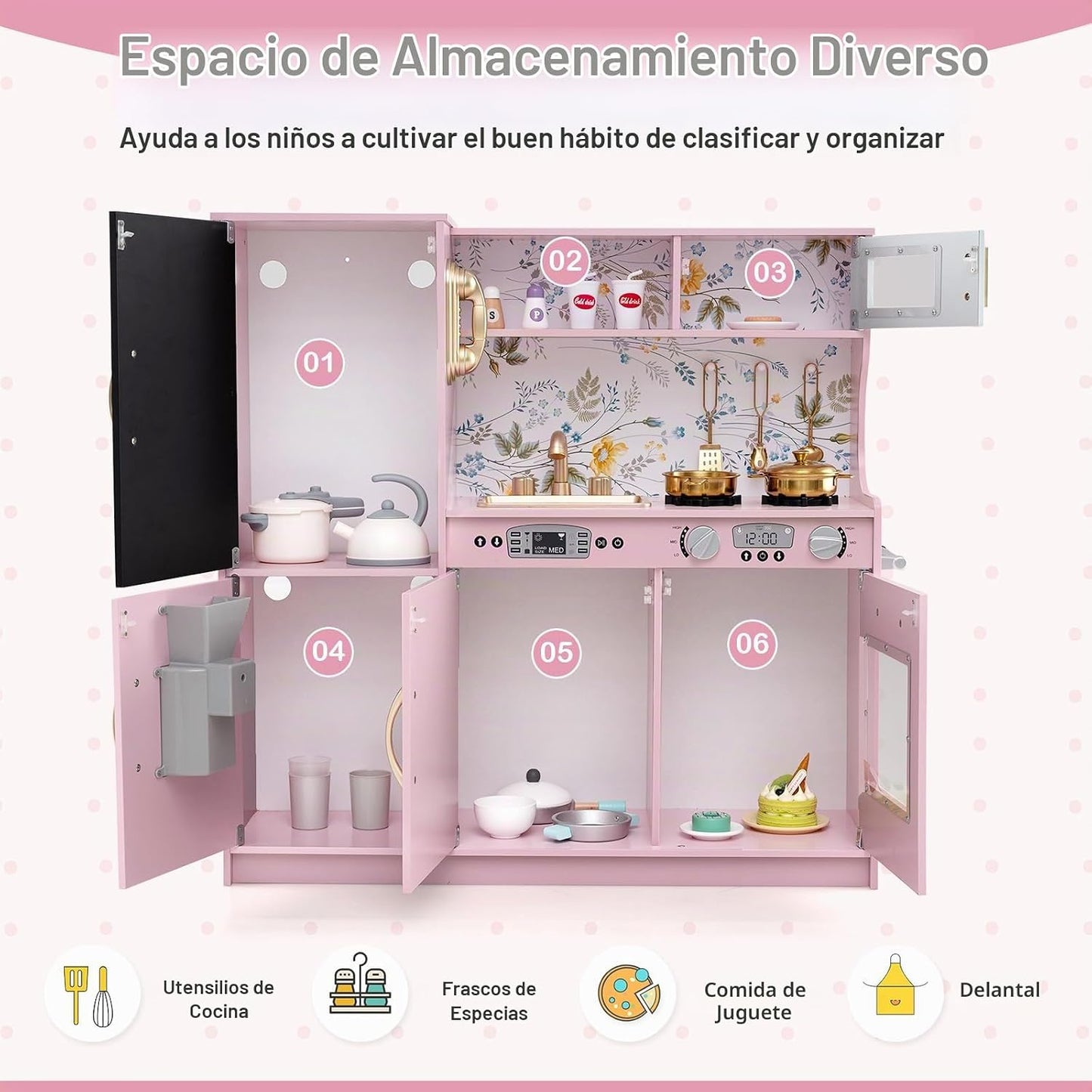 HONEY JOY Juego de Cocina para Niños, Conjunto de Cocina de Juguete...