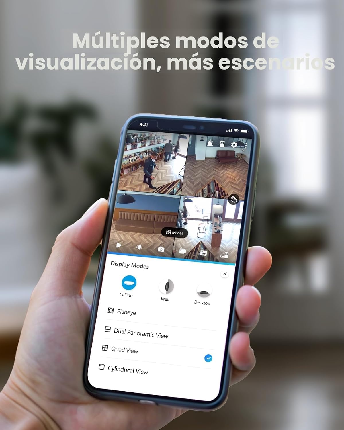 REOLINK Cámara de seguridad WiFi ojo de pez, 2K+ 6MP panorámica de...
