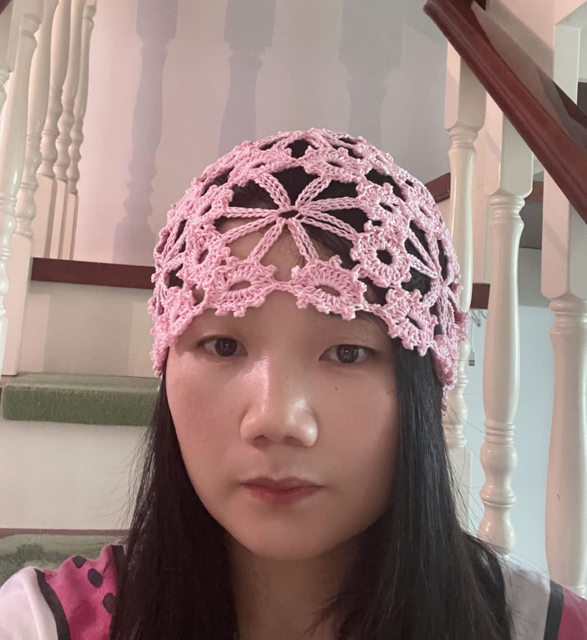 ALLDECOR Gorro de punto hecho a mano con estampado floral para muje...