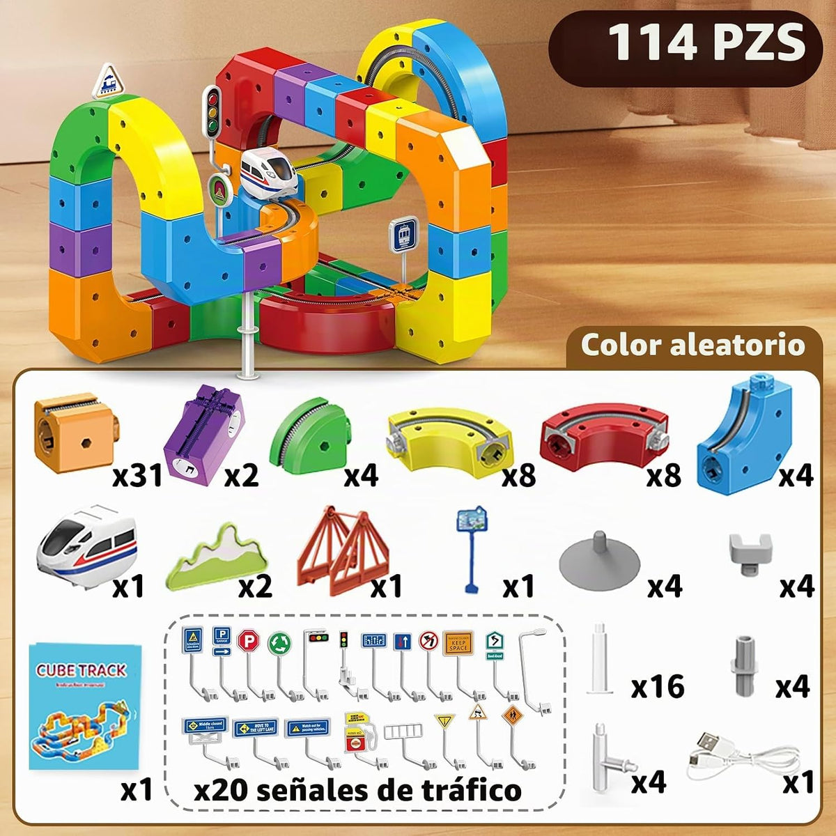 Juego de Pista de Carreras Magnética 3D Flexible con Tren y Coche M...