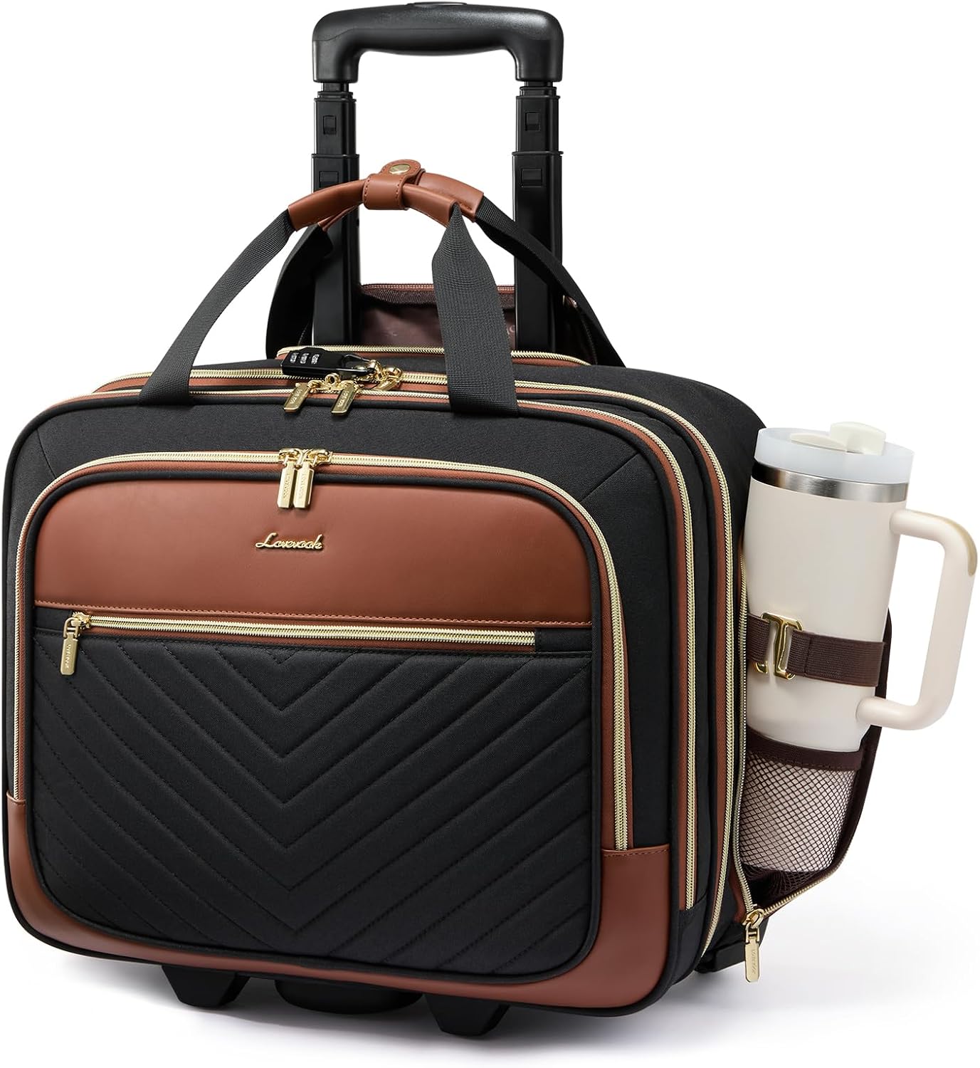 LOVEVOOK Bolso para portátil con ruedas para mujer, maletín para po...