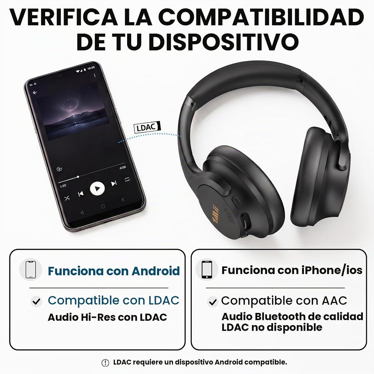 1Mii Y8+ - Auriculares con cancelación de ruido para juegos, avión...