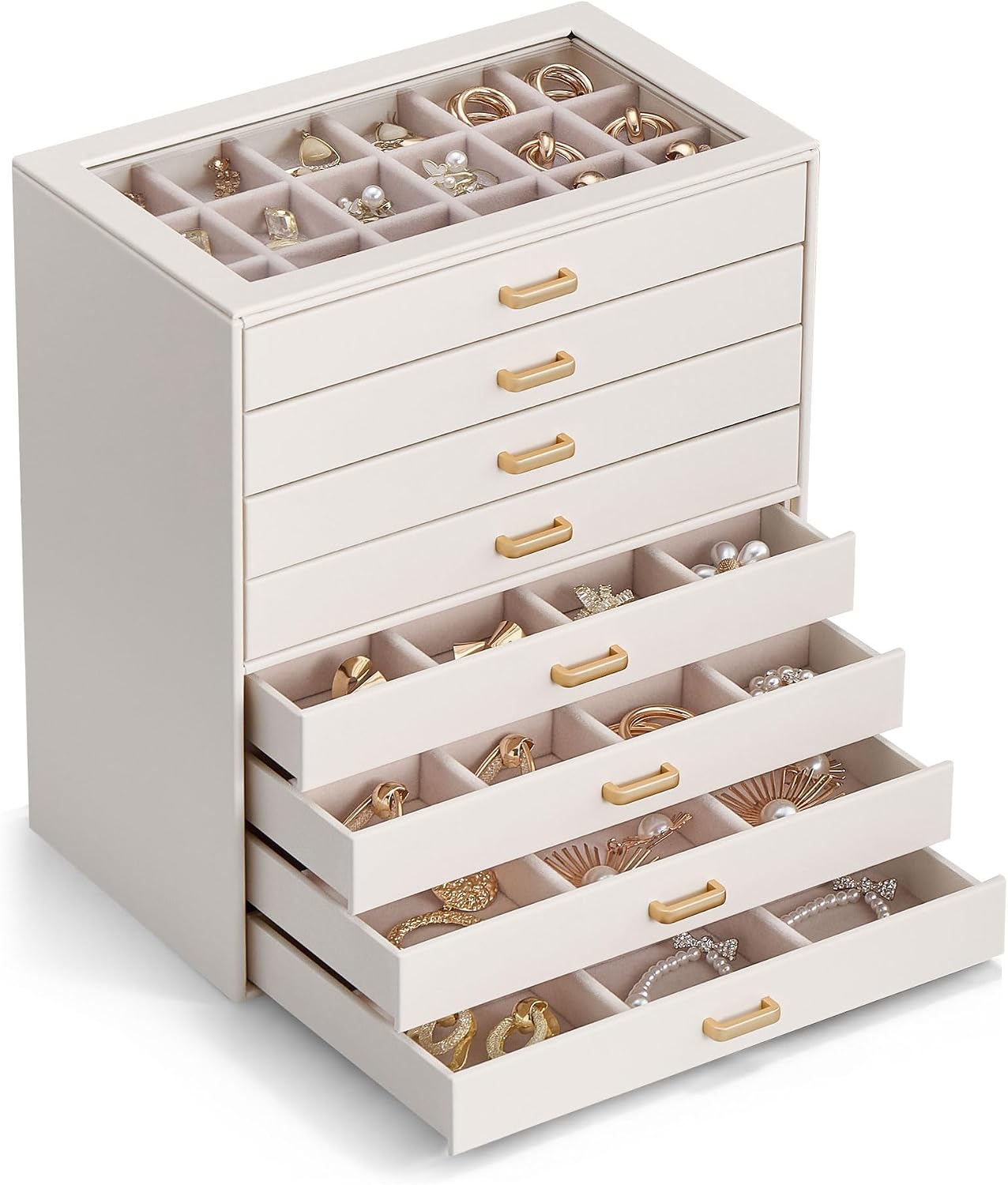 Organizador de pendientes Lolalet, joyero con tapa transparente -Be...