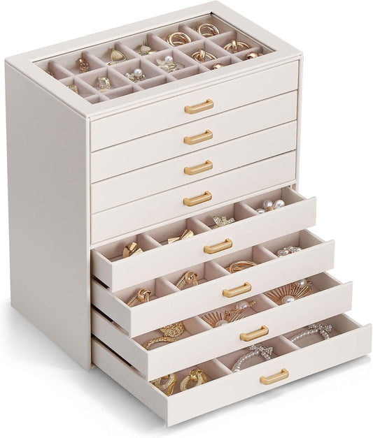Organizador de pendientes Lolalet, joyero con tapa transparente -Be...