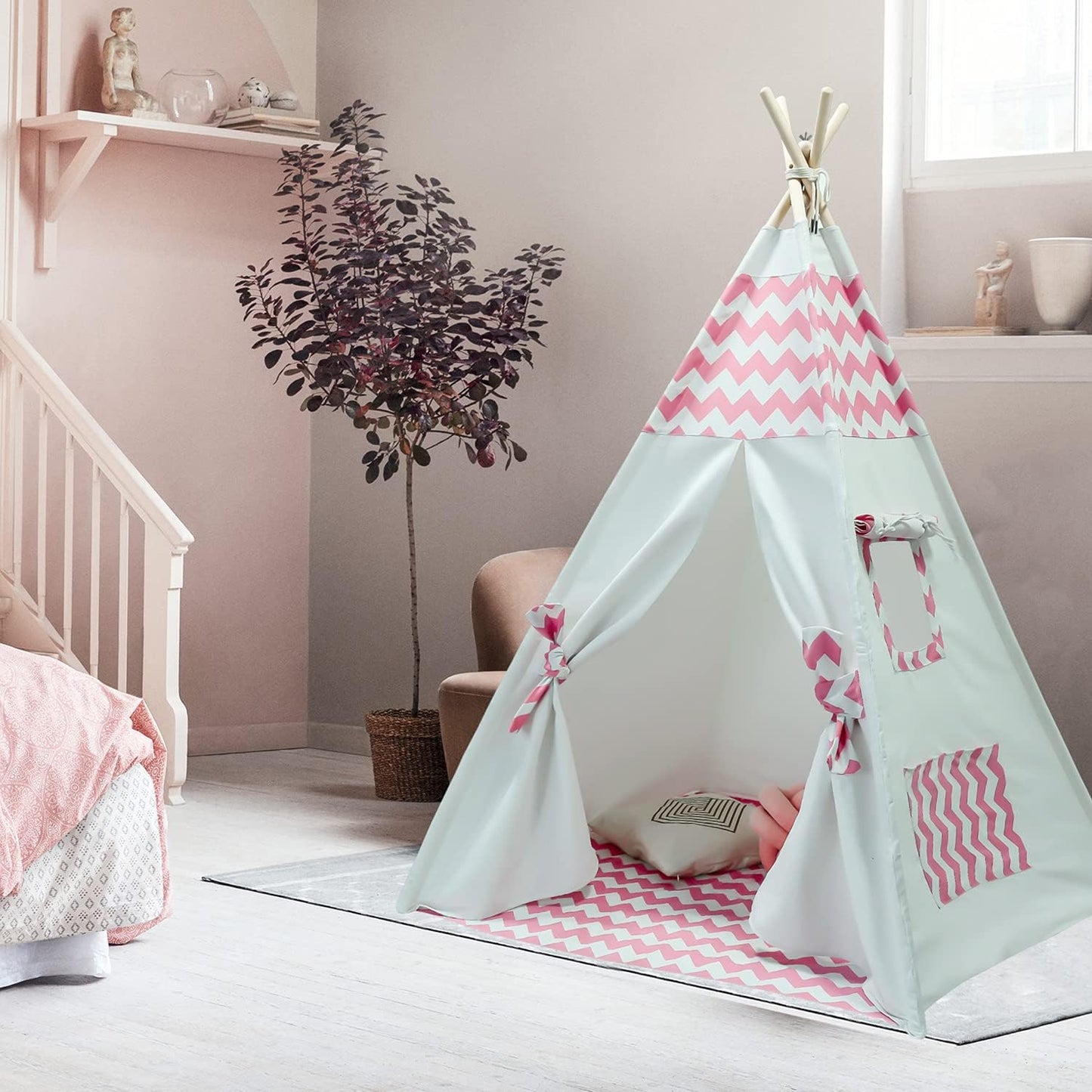 Tienda de campaña tipi para niñas y niños, camiseta para jugar en i...