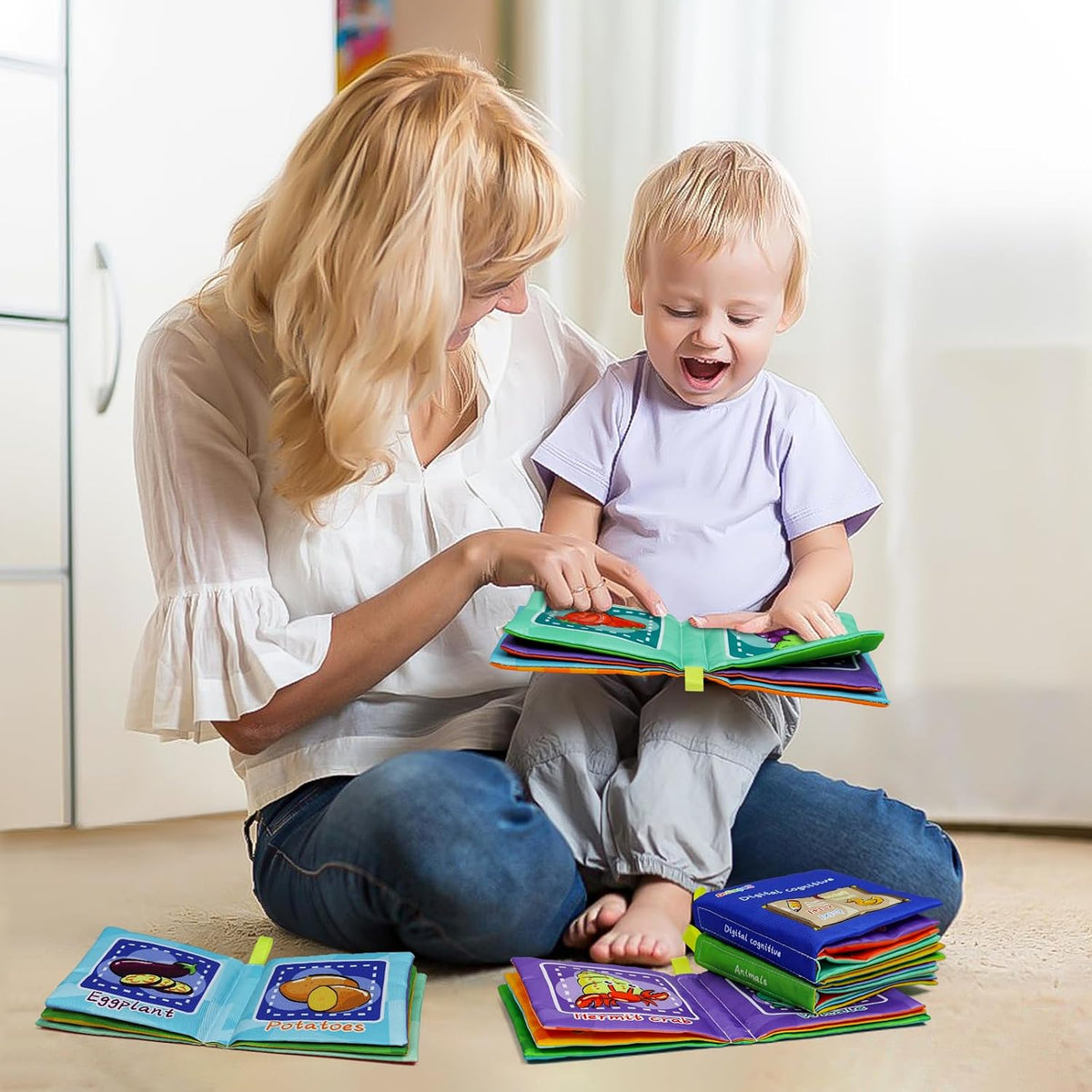 Dr.Rapeti Libros de Tela Suave para Bebés Libros de Baño Paquete de...