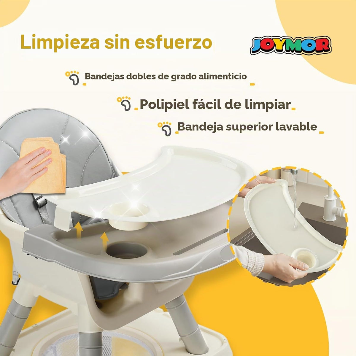 JOYMOR Silla alta convertible 5 en 1 para bebés y niños pequeños, j...