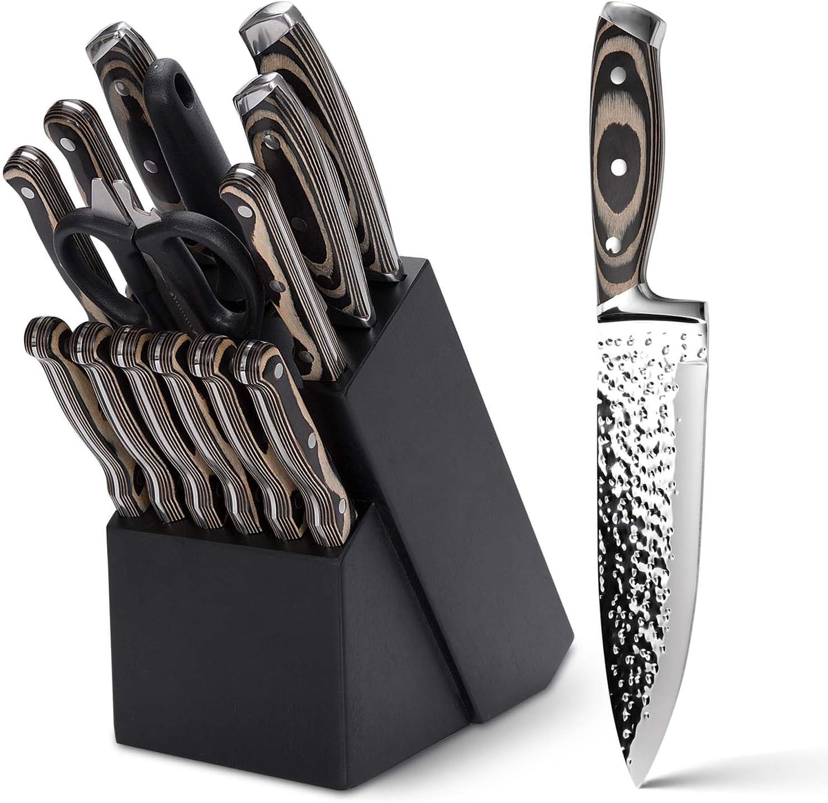 Juego de cuchillos de cocina, juego de cuchillos de 15 piezas con b...