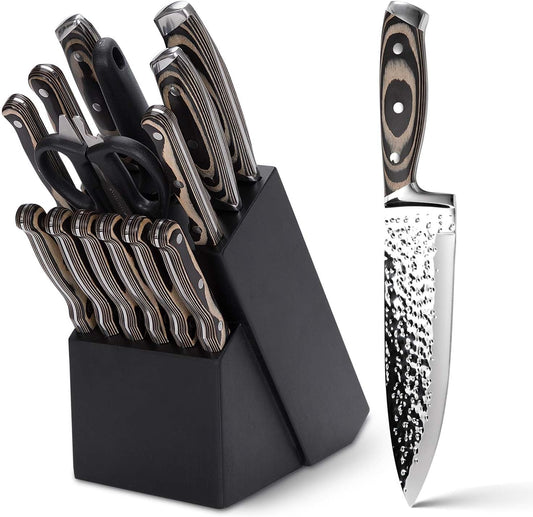 Juego de cuchillos de cocina, juego de cuchillos de 15 piezas con b...