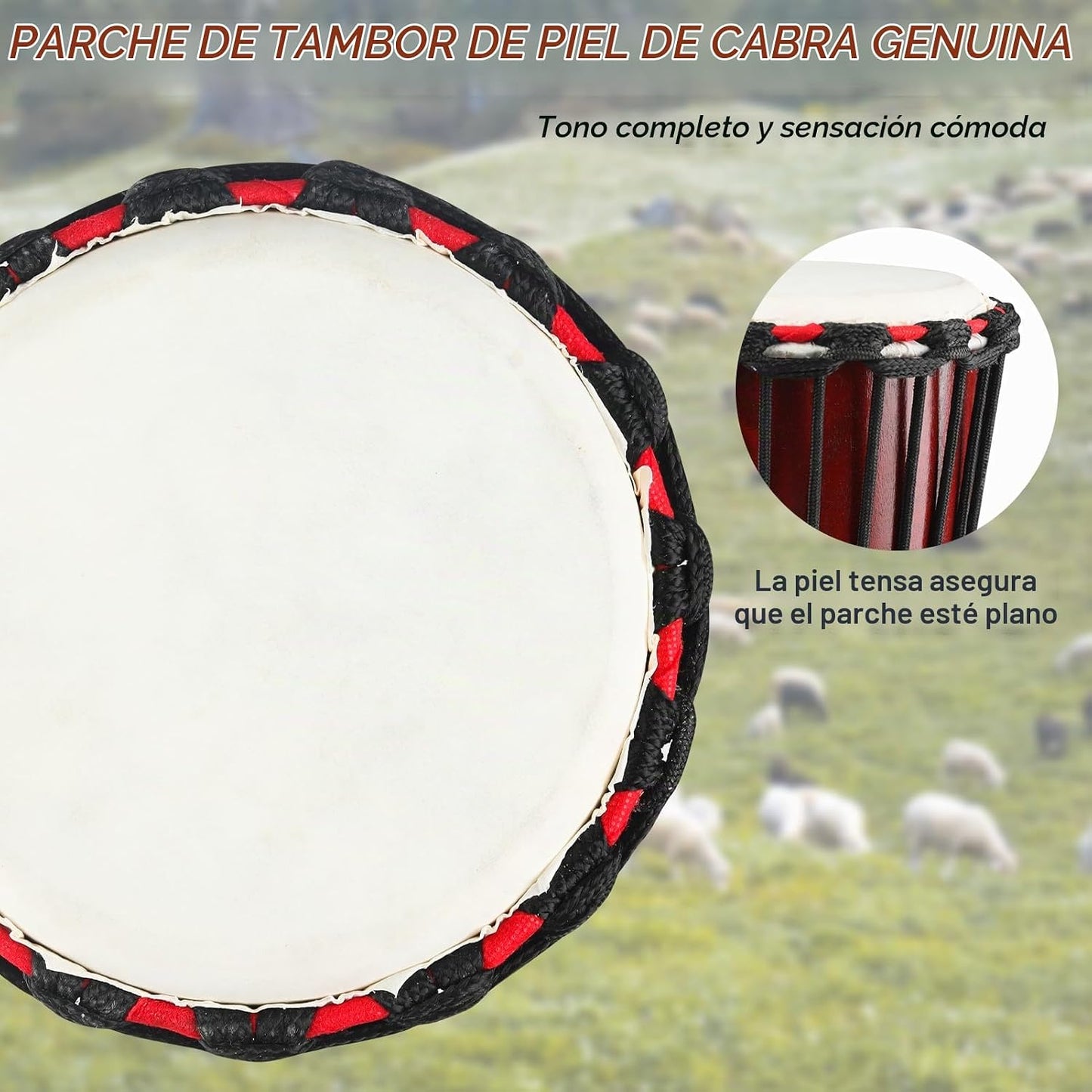Tambor Djembe de madera, 6.5 x 12 pulgadas, tambores africanos de c...