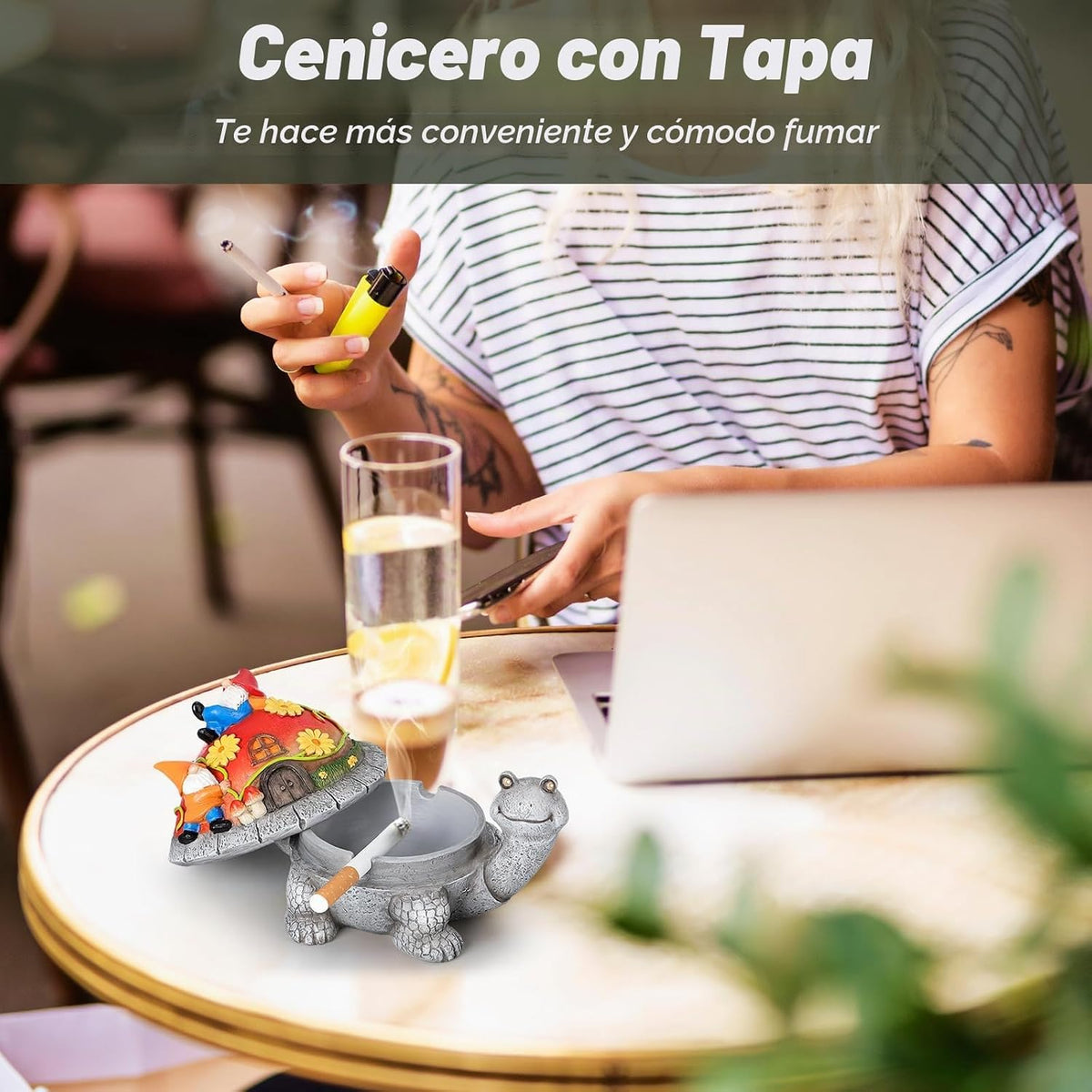 USEWIRE Ceniceros, Lindo Cenicero de Tortuga para Exteriores para C...