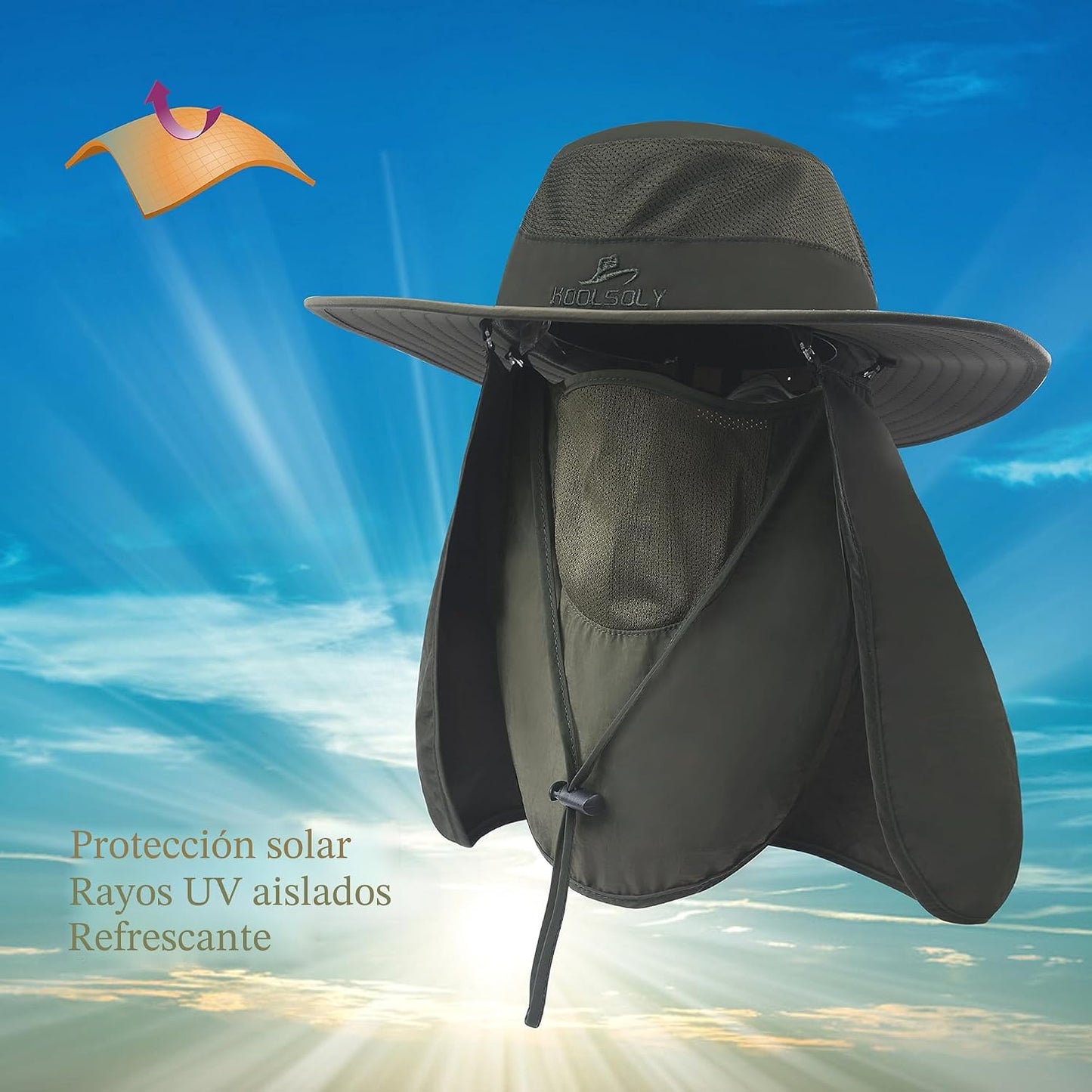 Sombrero de pesca, gorra para el sol con protección solar UPF 50+ y...