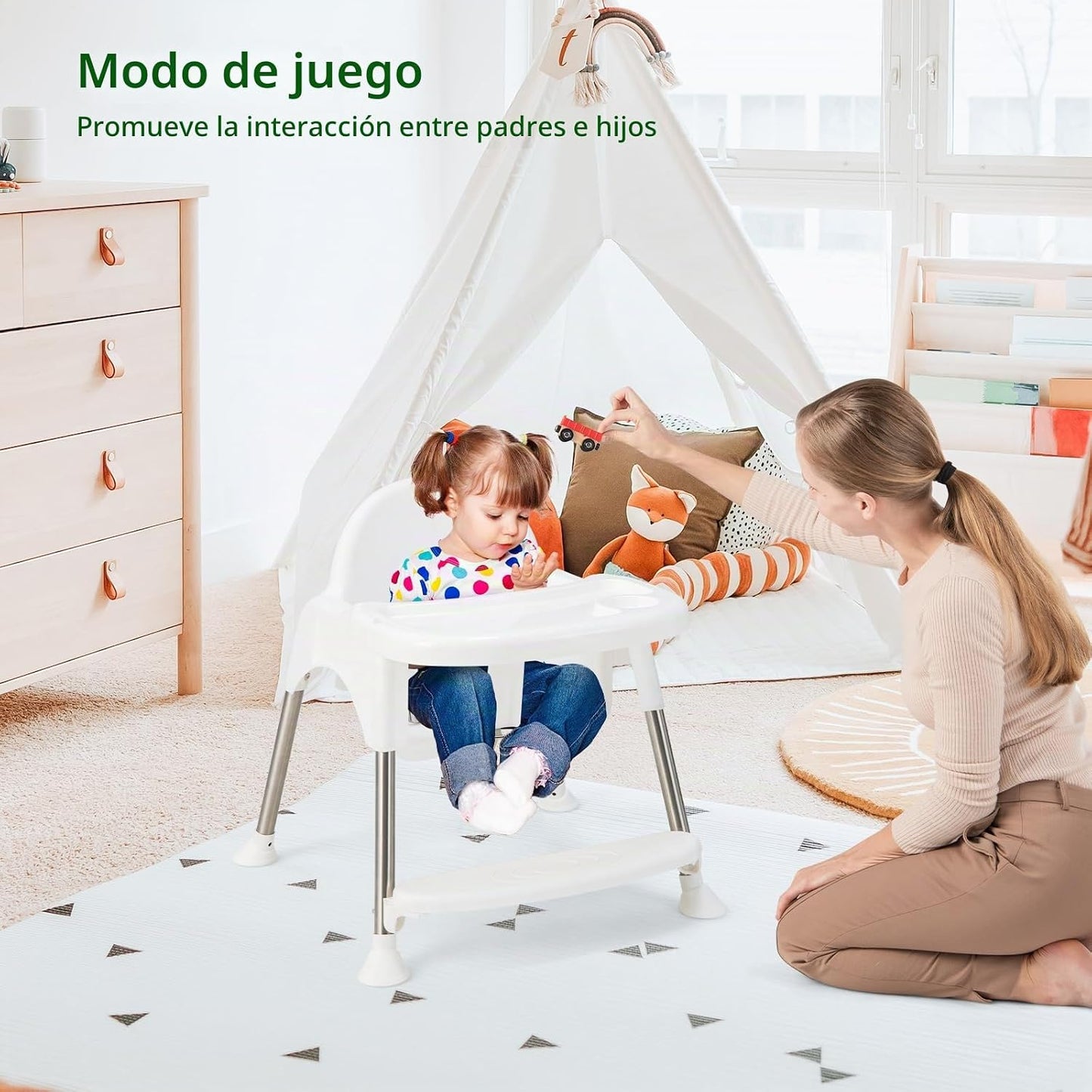 HONEY JOY Silla alta para bebé, silla alta convertible 4 en 1 para...