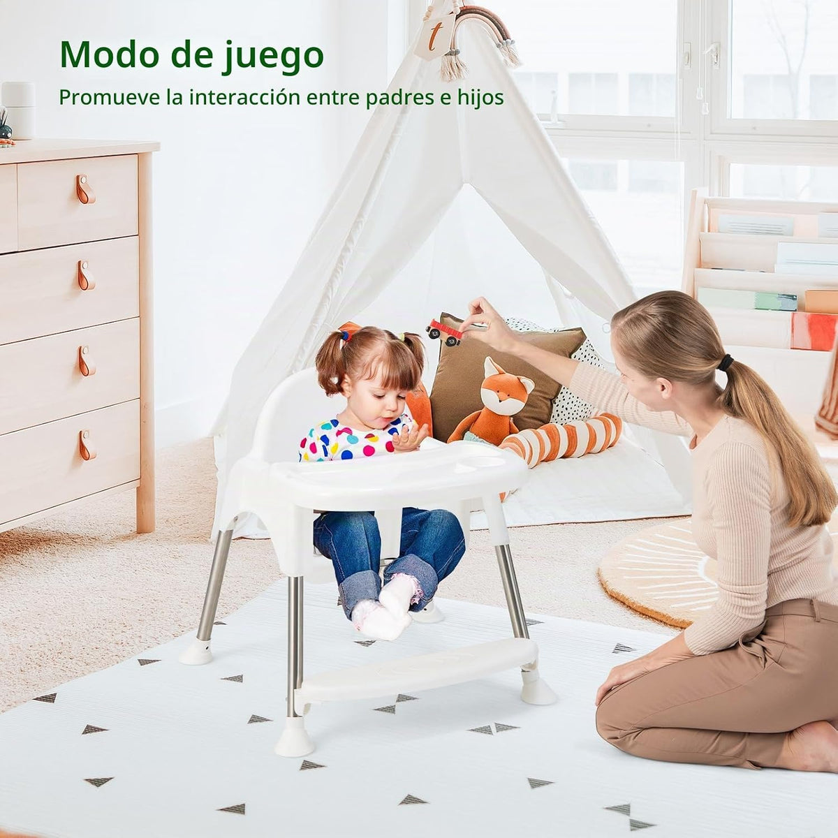 HONEY JOY Silla alta para bebé, silla alta convertible 4 en 1 para...