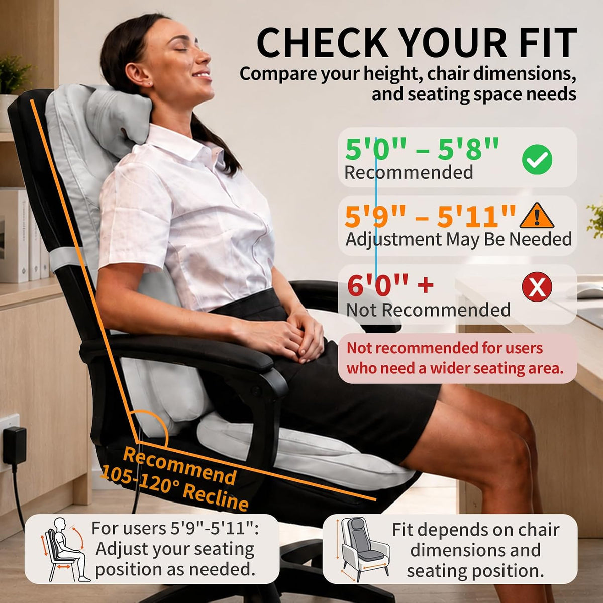 BWPIWPR Almohadilla para silla de masaje con módulos de doble cuell...