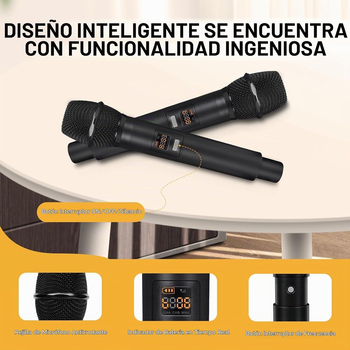MELONARE Sistema de micrófono inalámbrico de 8 canales UHF 500MHz M...