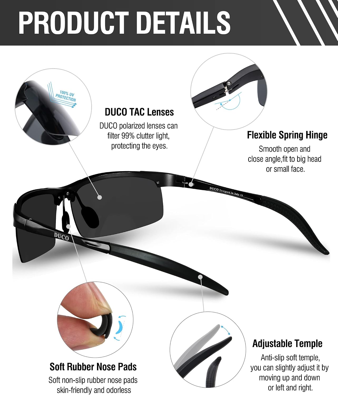 Duco - Gafas de sol deportivas polarizadas para hombre con protecci...