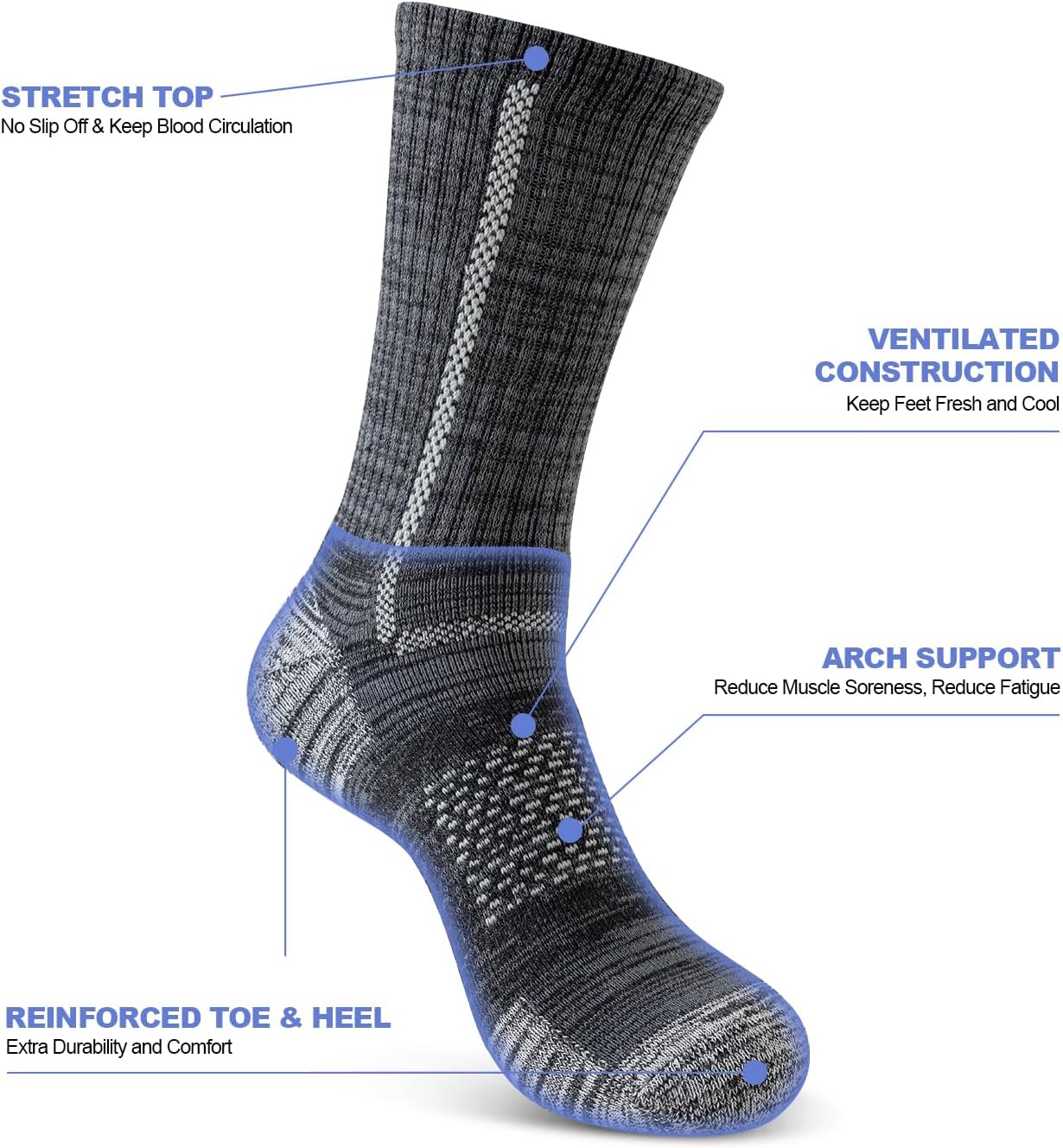 Niorasen Calcetines de trabajo de algodón para hombre, 5 pares de c...