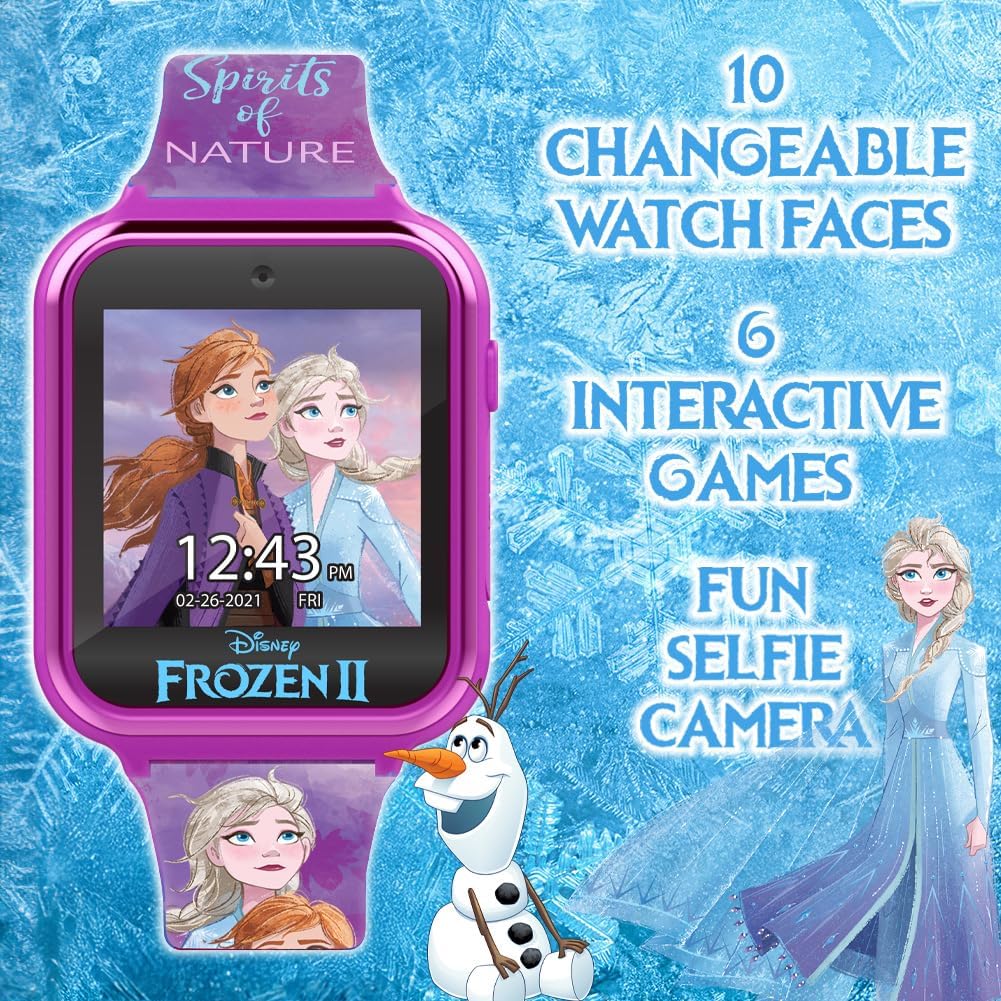Accutime Reloj inteligente Disney Frozen para niños con cámara para...